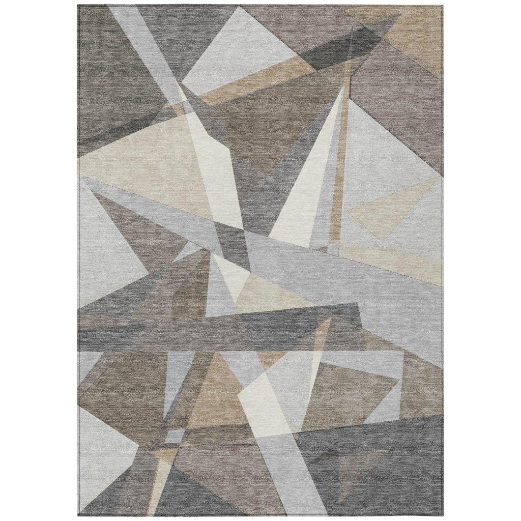 LOOMLAN Rugs Contoure Brown Washable Indoor-Outdoor Rug
