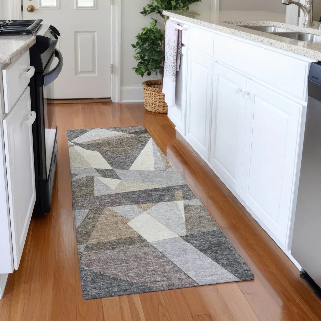 LOOMLAN Rugs Contoure Brown Washable Indoor-Outdoor Rug