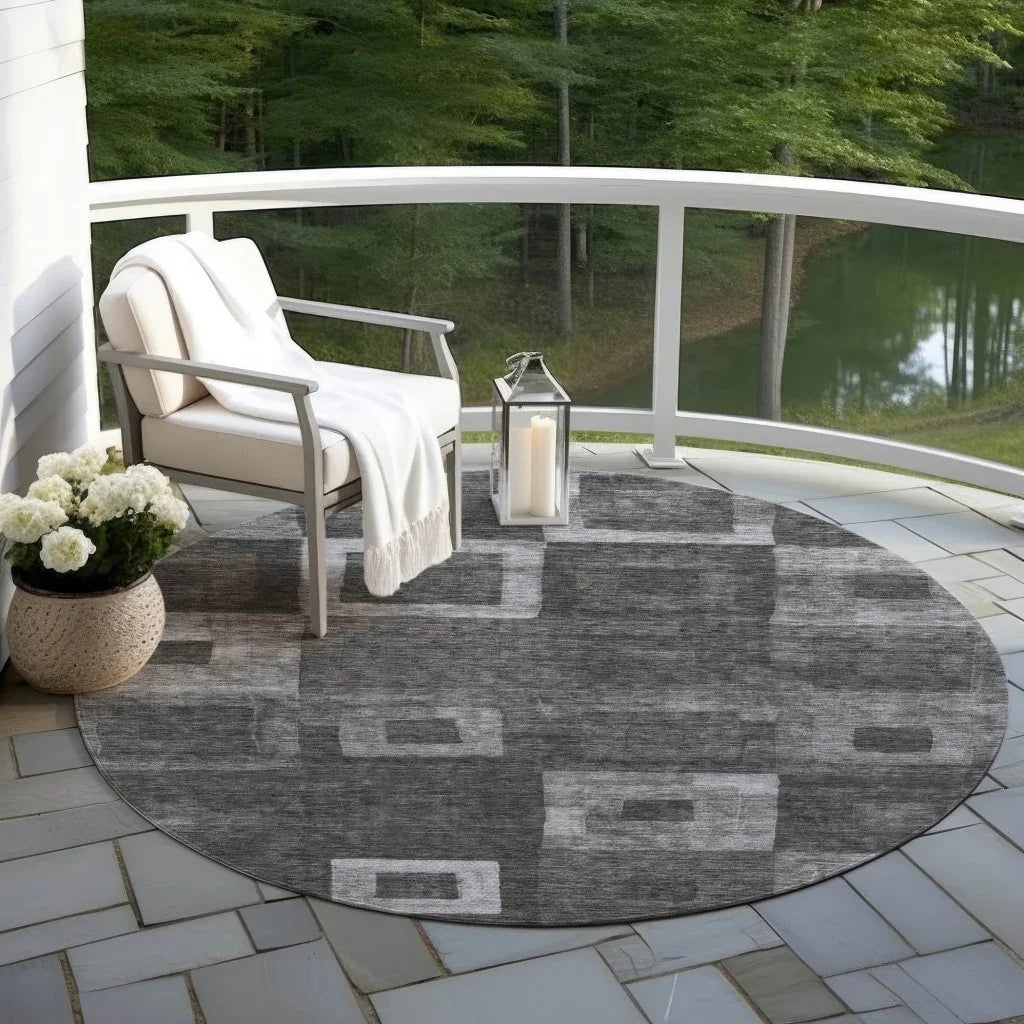 LOOMLAN Rugs Cora Black Washable Indoor-Outdoor Rug