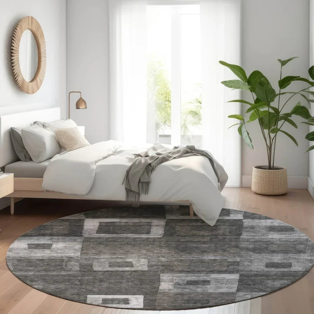 LOOMLAN Rugs Cora Black Washable Indoor-Outdoor Rug