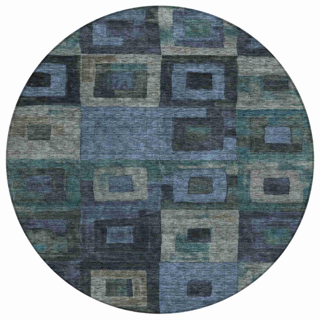 LOOMLAN Rugs Cora Blue Washable Indoor-Outdoor Rug
