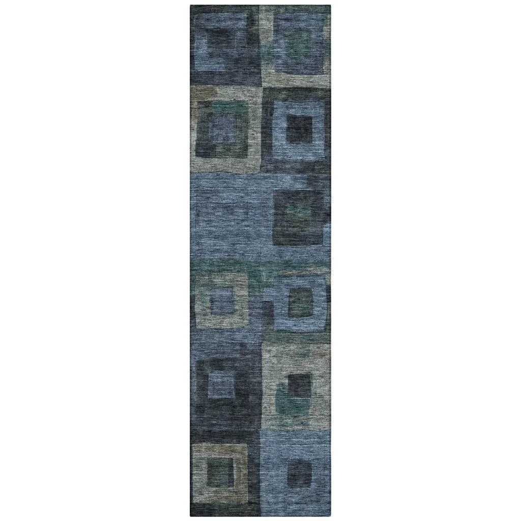 LOOMLAN Rugs Cora Blue Washable Indoor-Outdoor Rug