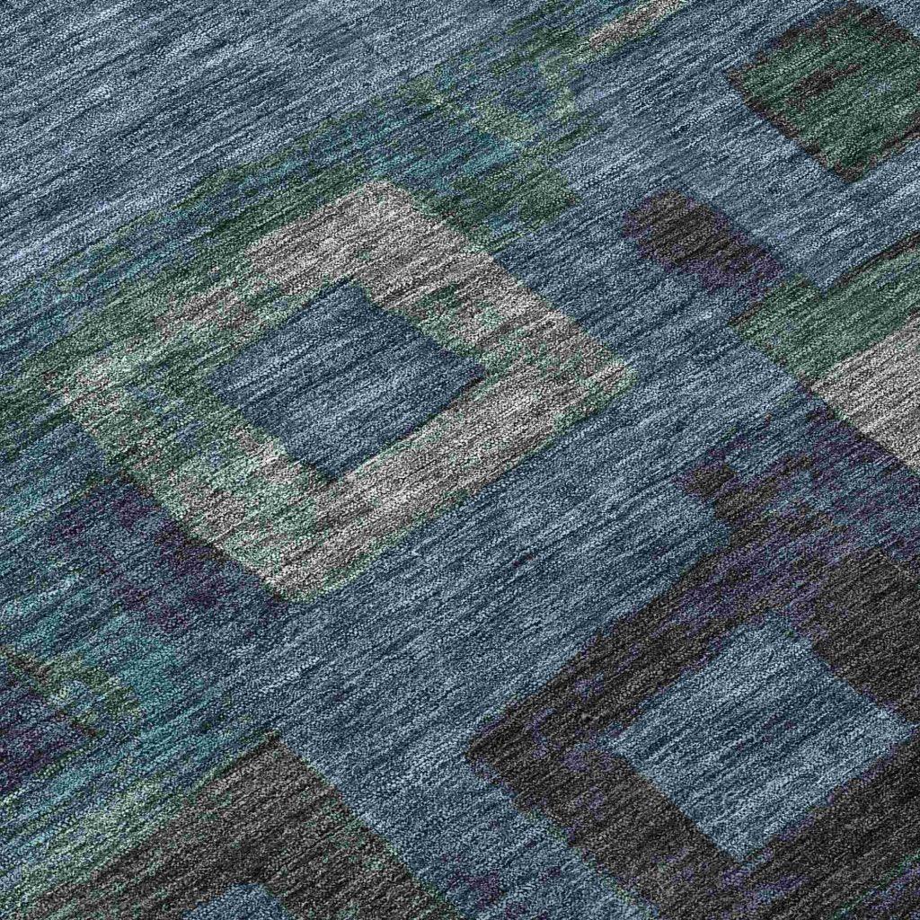 LOOMLAN Rugs Cora Blue Washable Indoor-Outdoor Rug