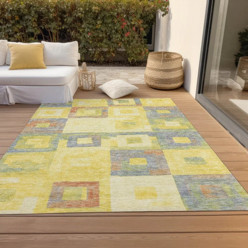 LOOMLAN Rugs Cora Gold Washable Indoor-Outdoor Rug