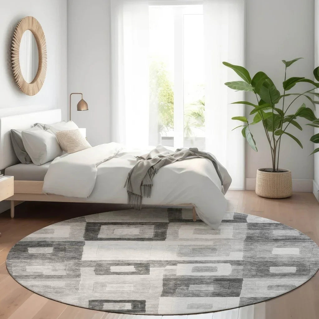 LOOMLAN Rugs Cora Gray Washable Indoor-Outdoor Rug
