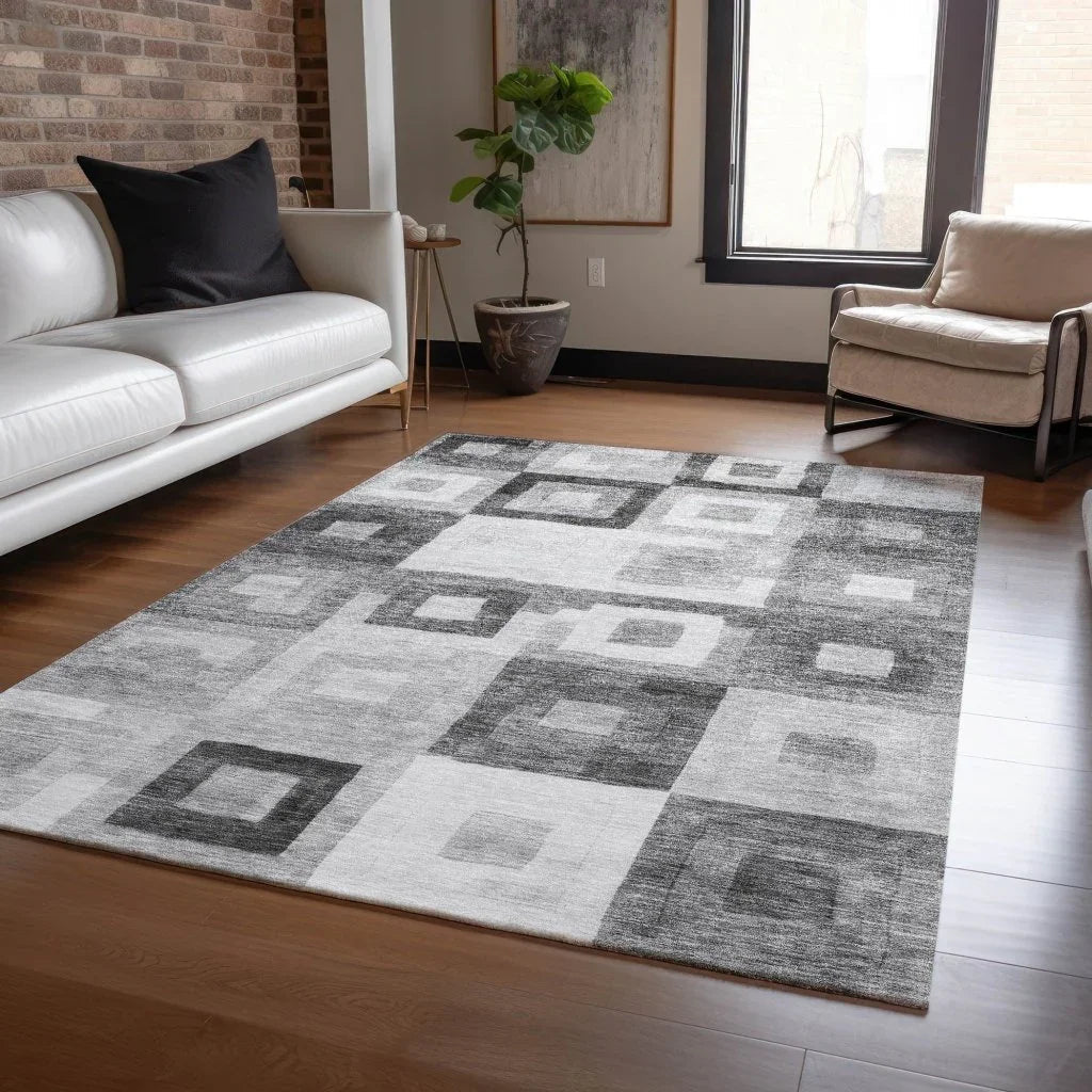 LOOMLAN Rugs Cora Gray Washable Indoor-Outdoor Rug