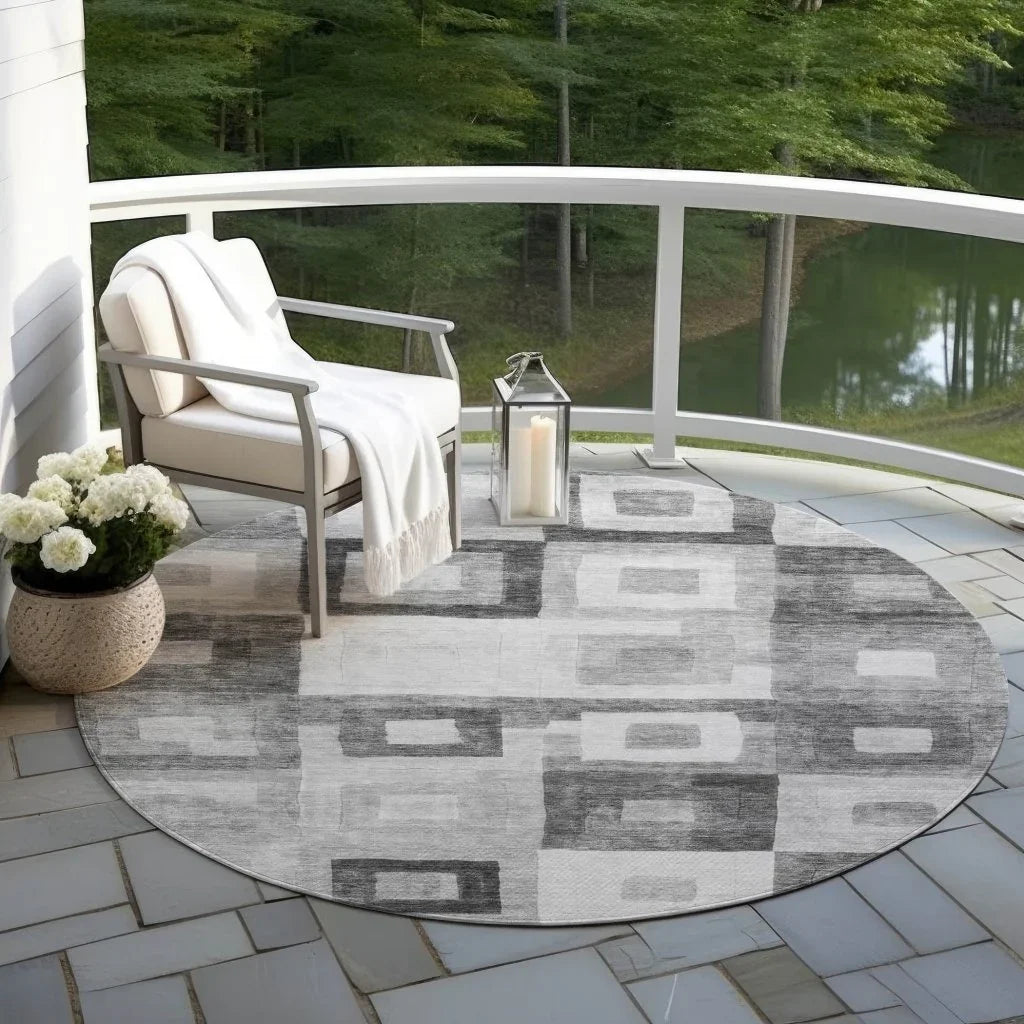 LOOMLAN Rugs Cora Gray Washable Indoor-Outdoor Rug