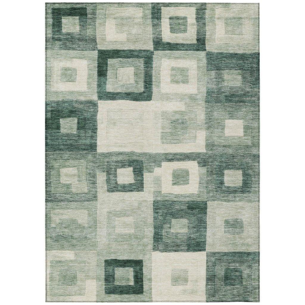 LOOMLAN Rugs Cora Green Washable Indoor-Outdoor Rug