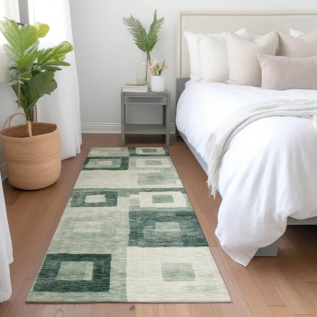 LOOMLAN Rugs Cora Green Washable Indoor-Outdoor Rug
