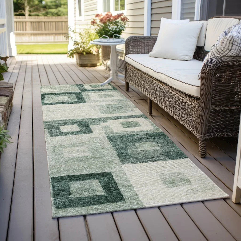 LOOMLAN Rugs Cora Green Washable Indoor-Outdoor Rug