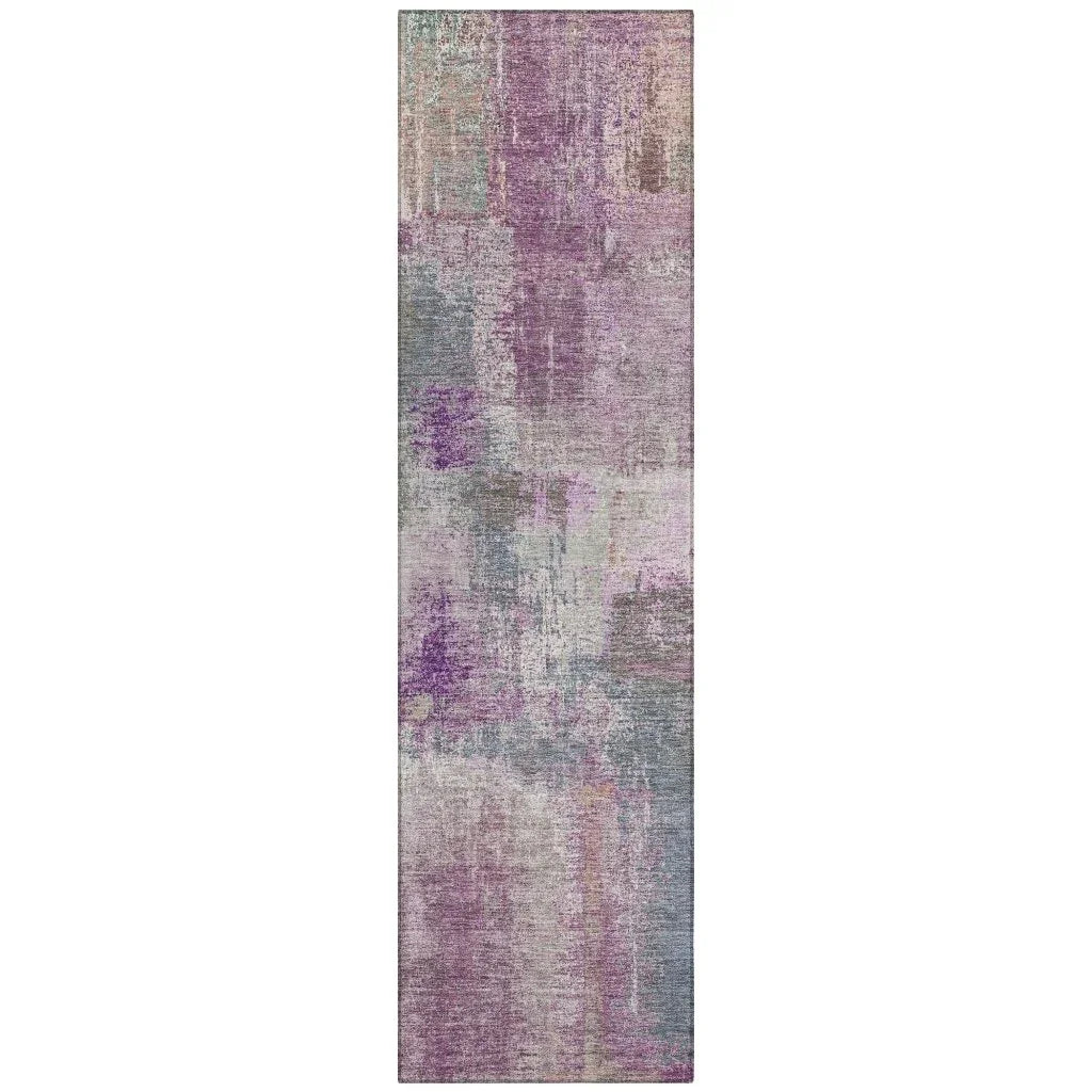 LOOMLAN Rugs Coralia Purple Washable Indoor-Outdoor Rug