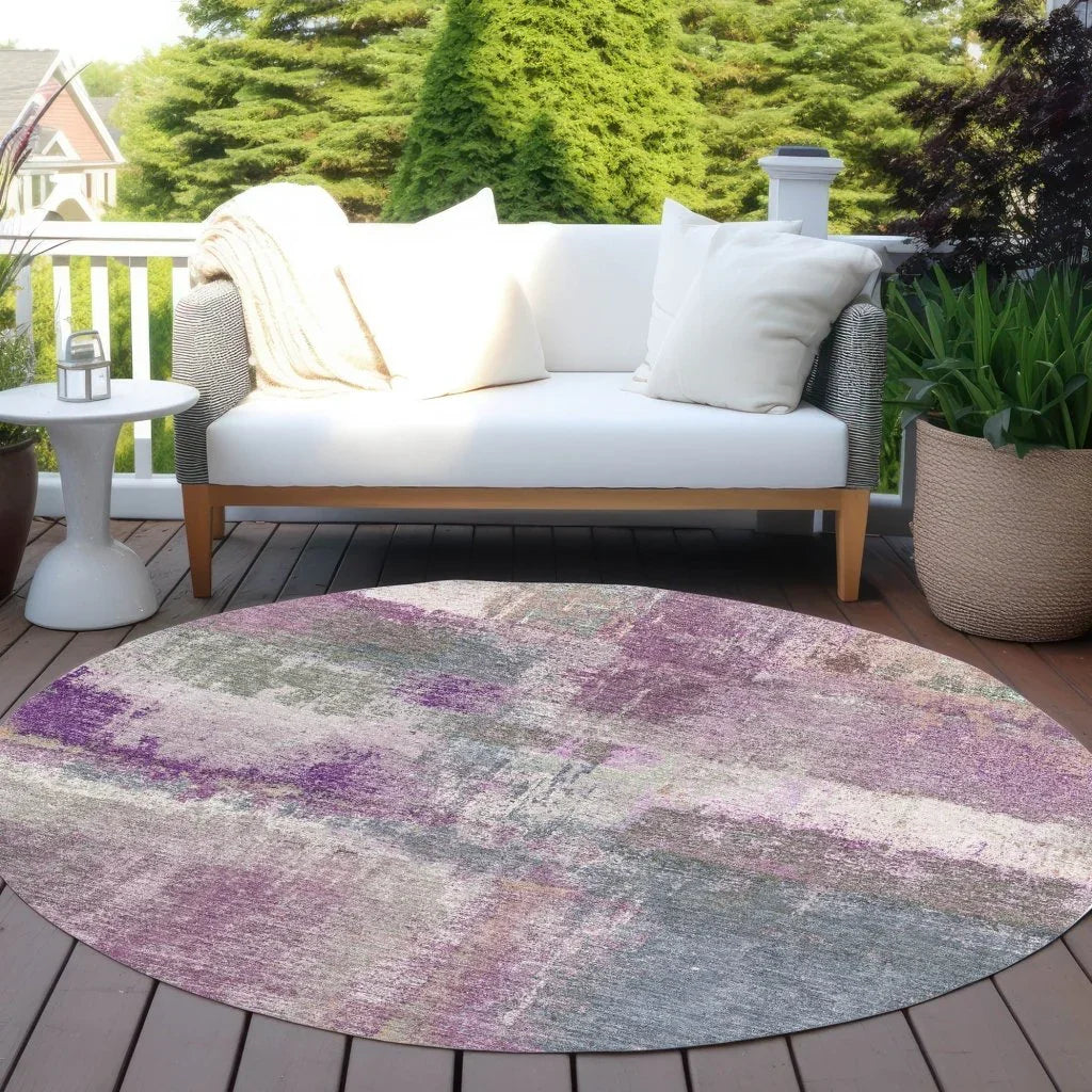 LOOMLAN Rugs Coralia Purple Washable Indoor-Outdoor Rug