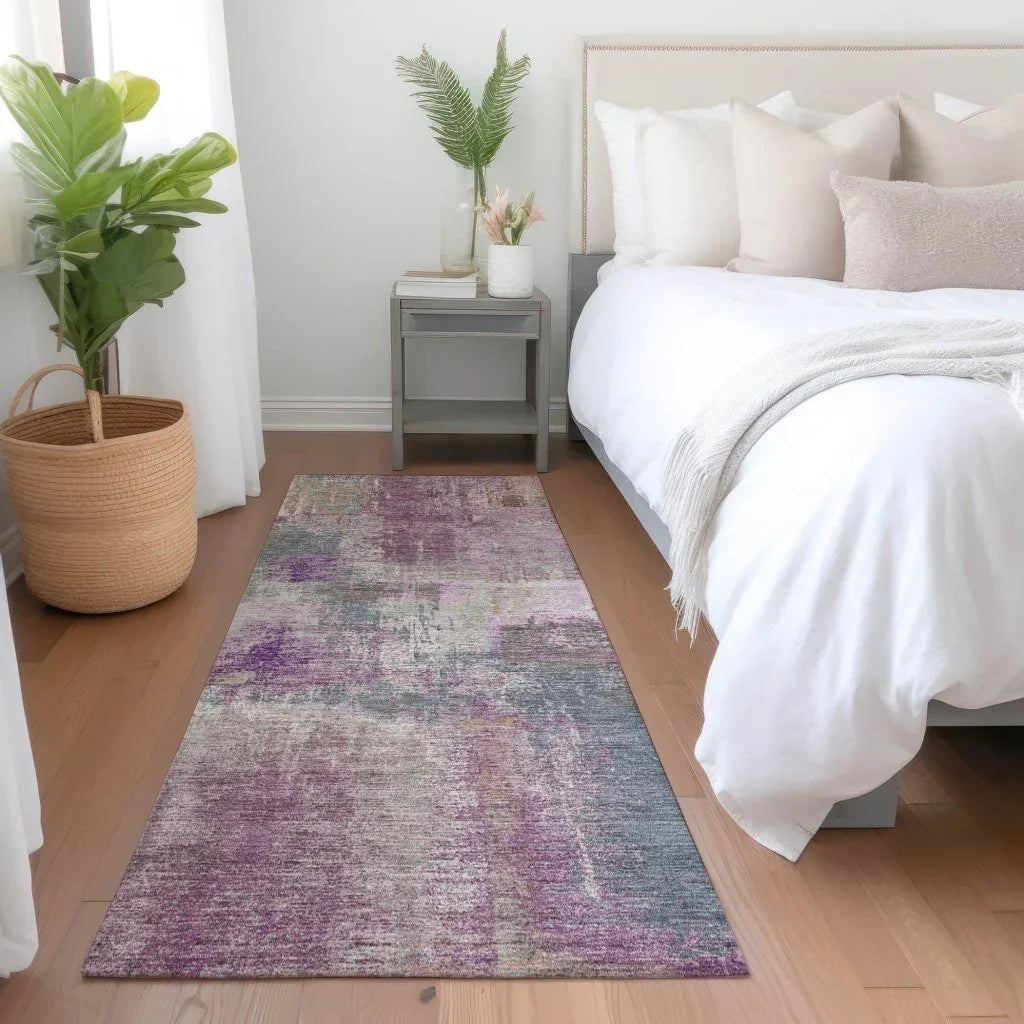 LOOMLAN Rugs Coralia Purple Washable Indoor-Outdoor Rug