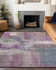LOOMLAN Rugs Coralia Purple Washable Indoor-Outdoor Rug