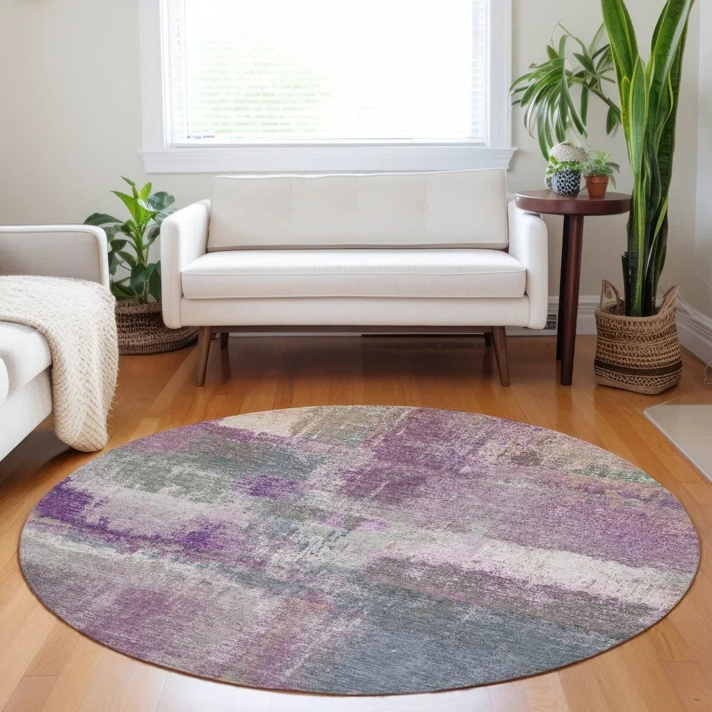 LOOMLAN Rugs Coralia Purple Washable Indoor-Outdoor Rug
