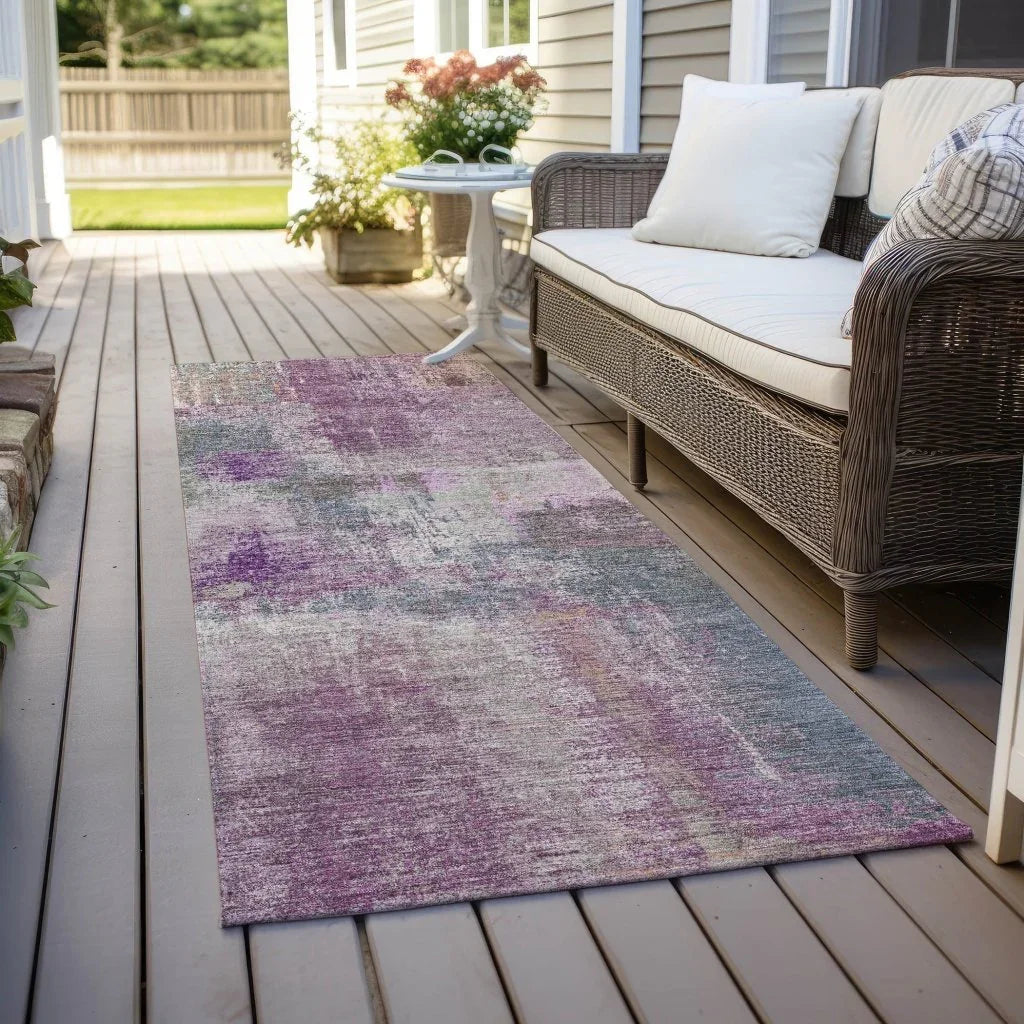 LOOMLAN Rugs Coralia Purple Washable Indoor-Outdoor Rug