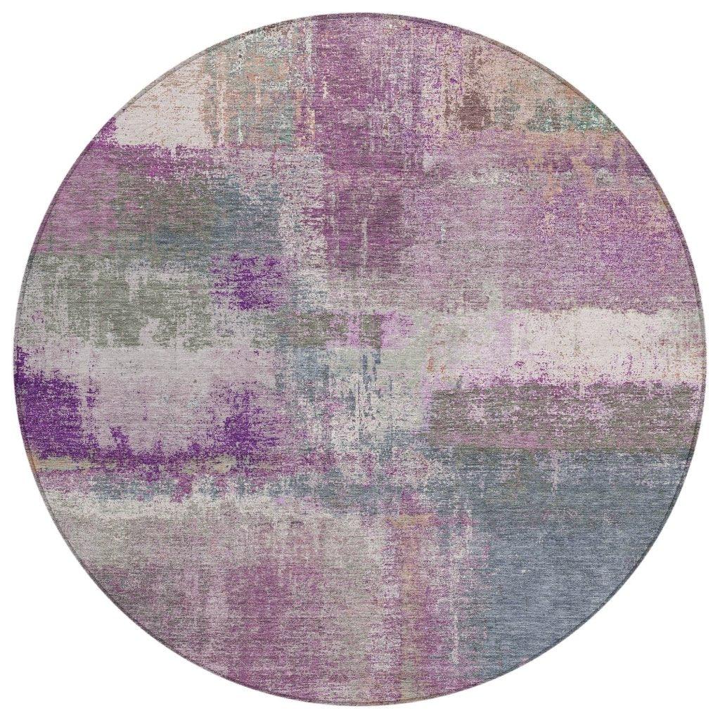 LOOMLAN Rugs Coralia Purple Washable Indoor-Outdoor Rug