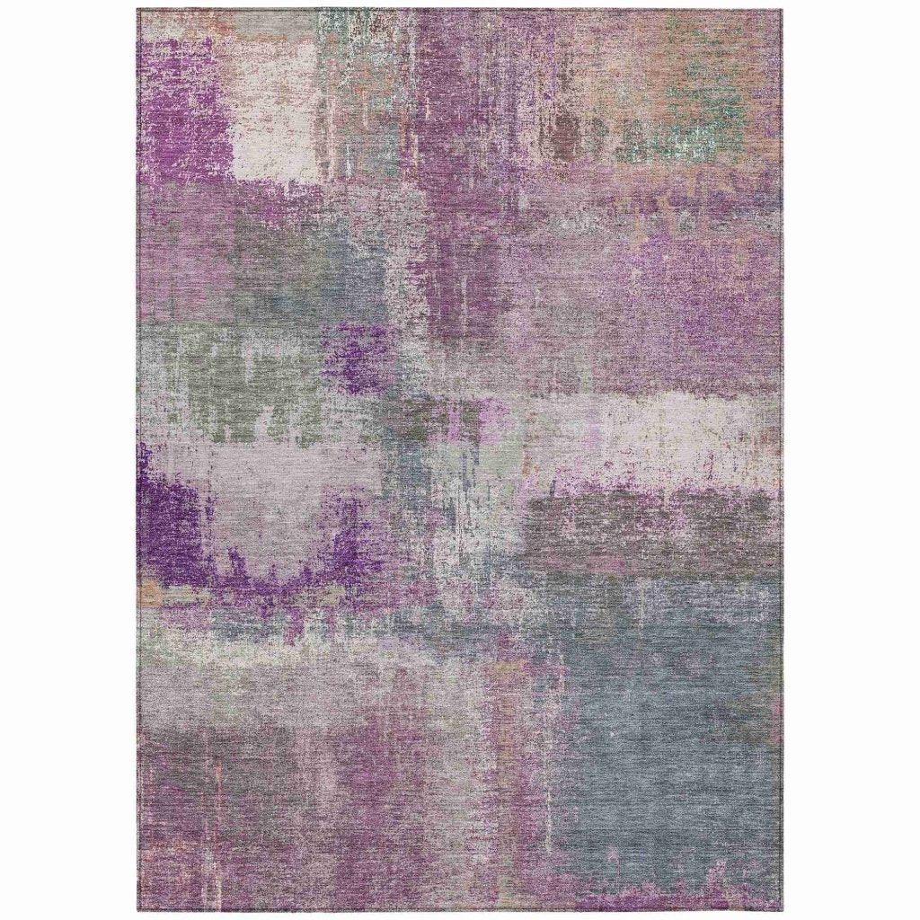 LOOMLAN Rugs Coralia Purple Washable Indoor-Outdoor Rug