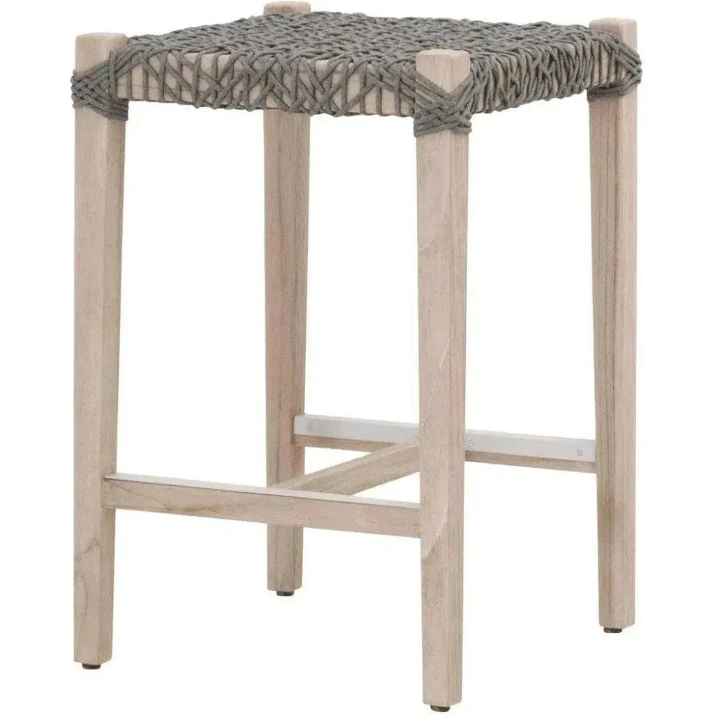 Costa Outdoor Counter Stool Teak Wood Performance Rope - LOOMLAN - Essentials For Living - Outdoor Counter Stools