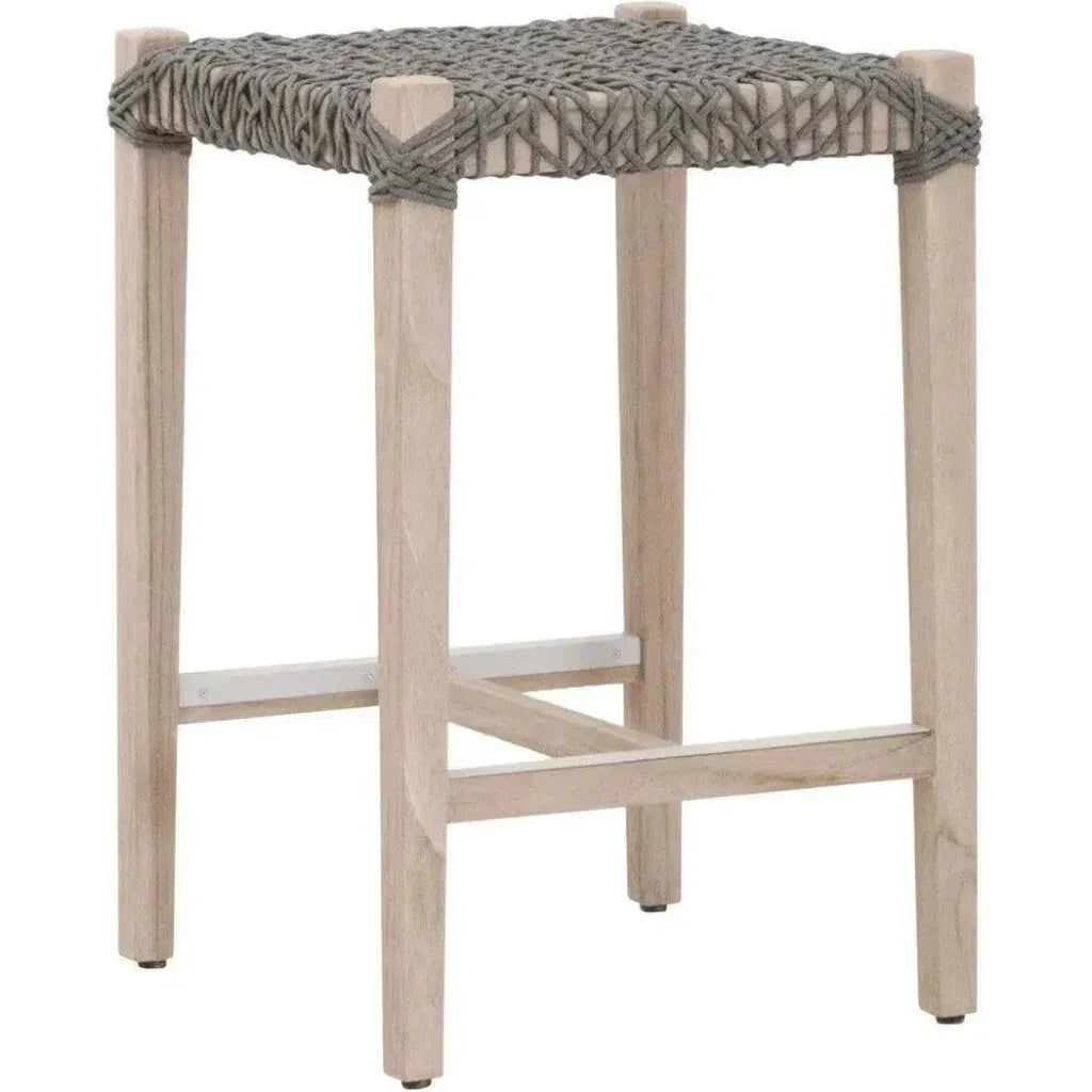 Costa Outdoor Counter Stool Teak Wood Performance Rope - LOOMLAN - Essentials For Living - Outdoor Counter Stools