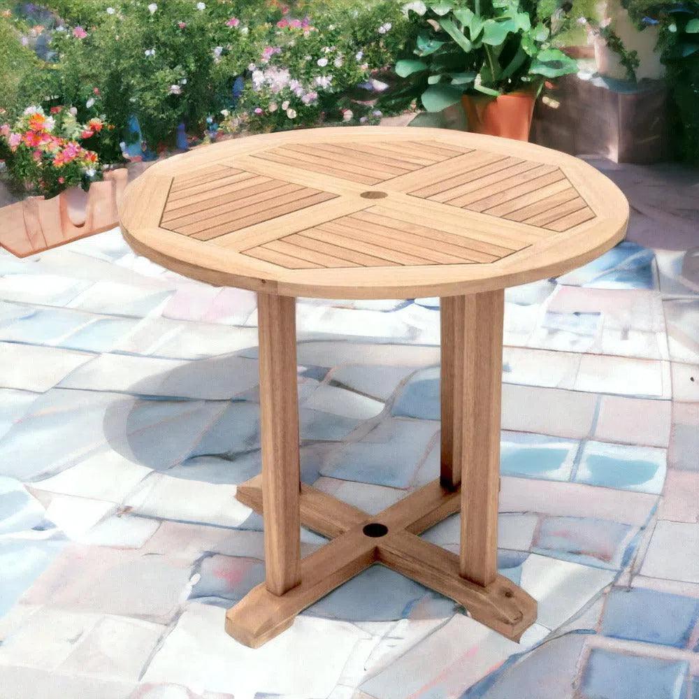 Curtis 35.5 - inch Round Outdoor Dining Table - LOOMLAN - HiTeak - Outdoor Dining Tables
