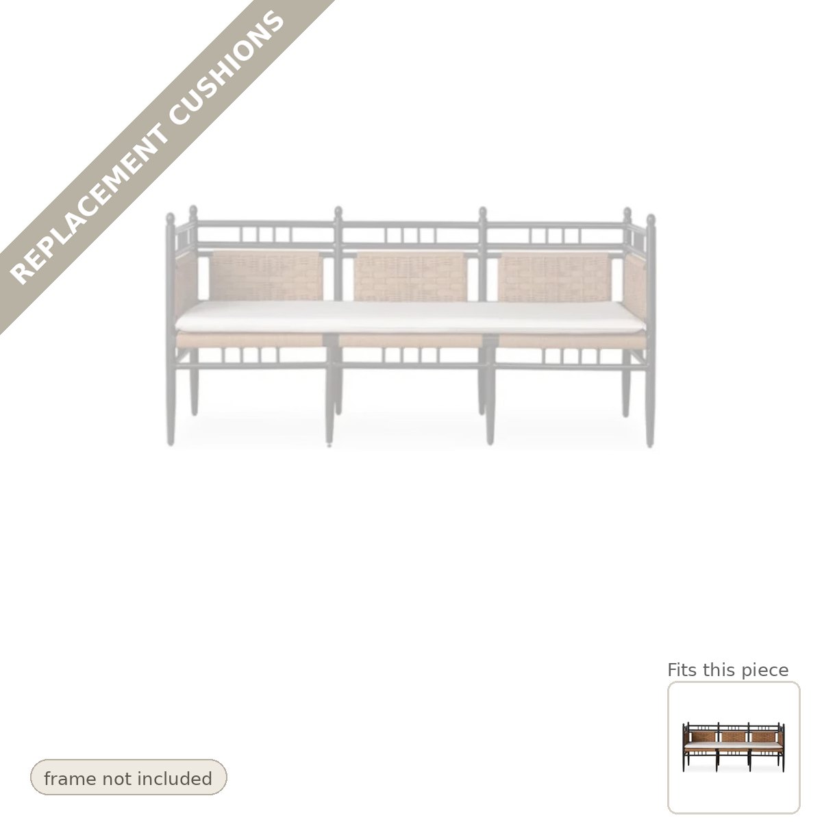 Cushions: Replacement Cushion For Low Country 3-Seat Garden Bench - Commercial Grade