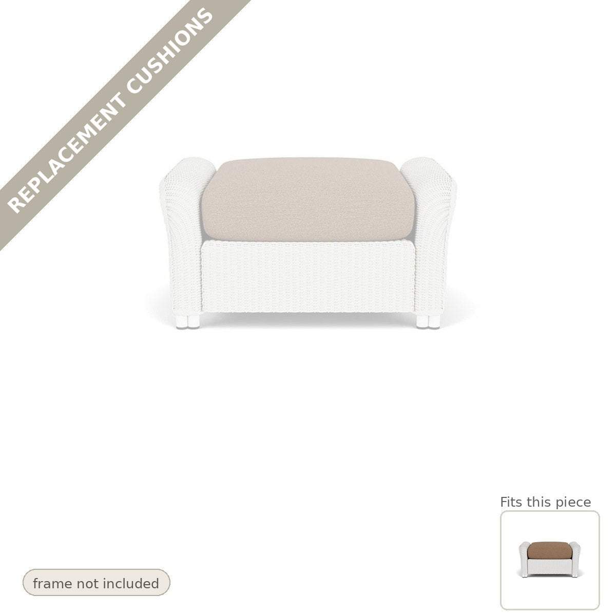 Cushions: Reflections Outdoor Replacement Cushions for Ottoman - Commercial Grade