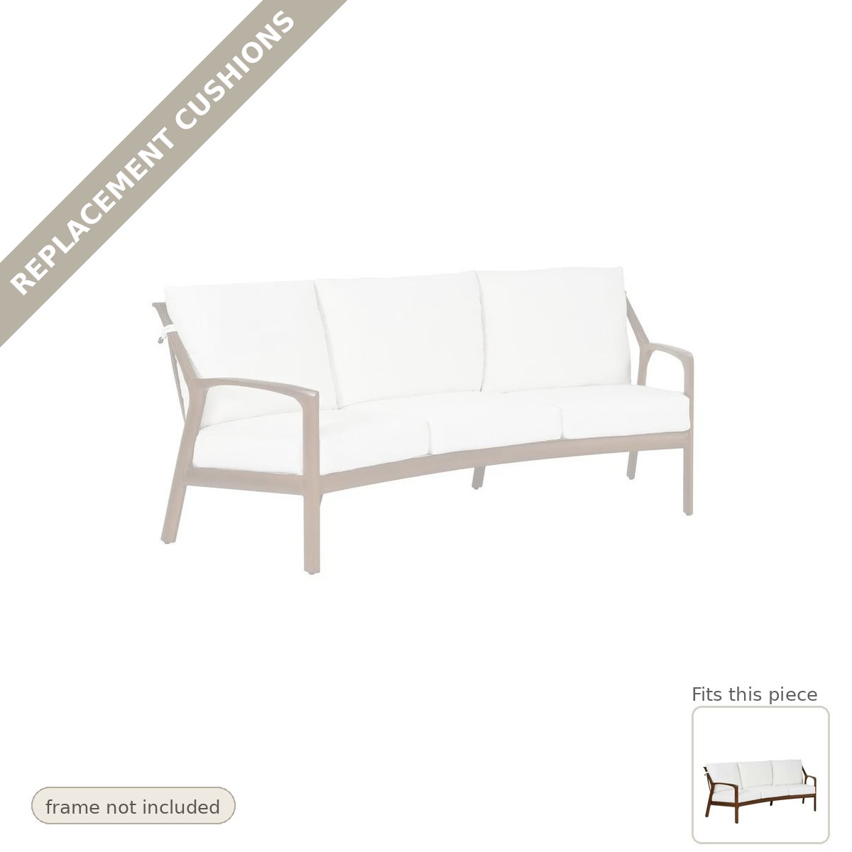 Cushions: Castelle Berkeley Crescent Curved Outdoor Couch Deep Replacement Cushion Set (cushions only)