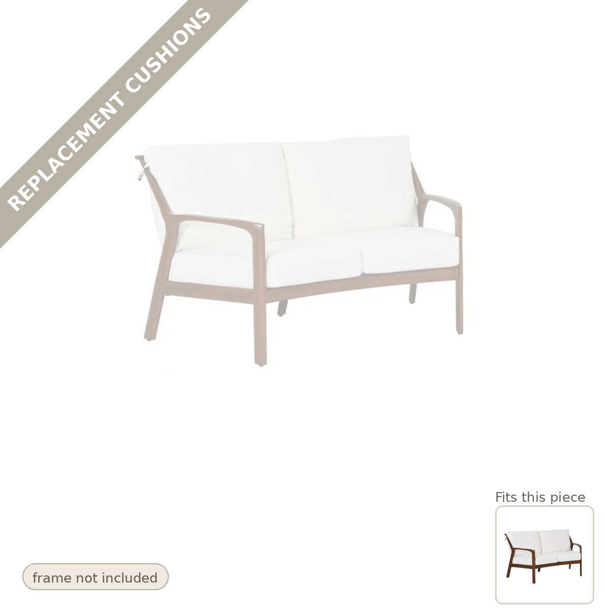 Cushions: Castelle Berkeley Crescent Curved Outdoor Loveseat Deep Replacement Cushion Set (cushions only)