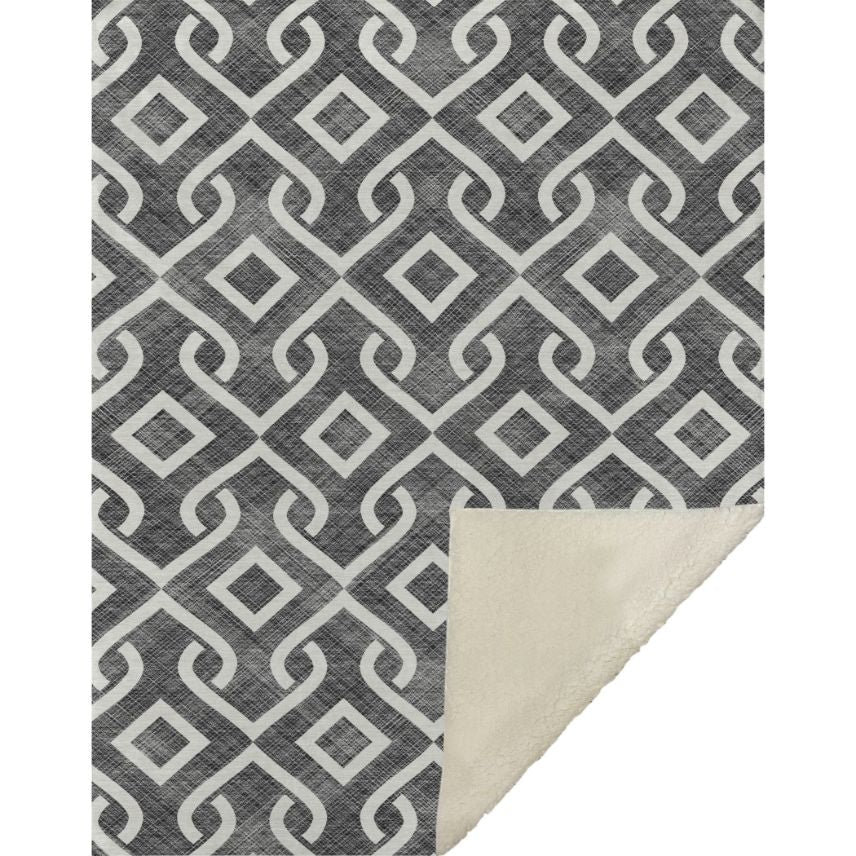 Offset Stripes Black Washable Indoor-Outdoor Rug