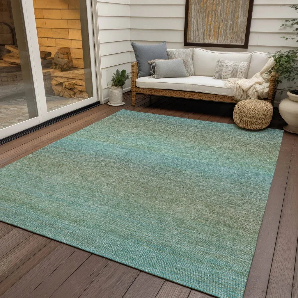 LOOMLAN Rugs Daphara Teal Washable Indoor-Outdoor Rug