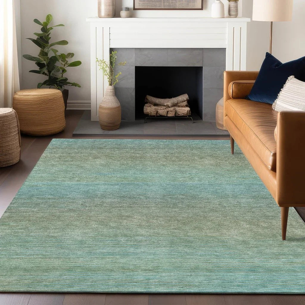 LOOMLAN Rugs Daphara Teal Washable Indoor-Outdoor Rug