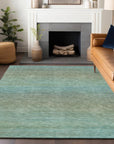 LOOMLAN Rugs Daphara Teal Washable Indoor-Outdoor Rug