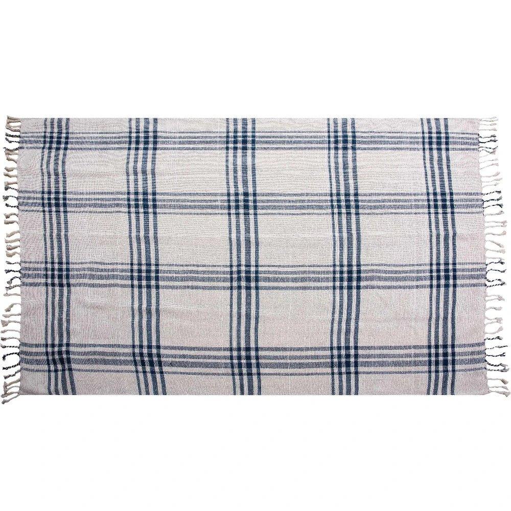 LOOMLAN Dark Blue Plaid Outdoor Throw Blanket