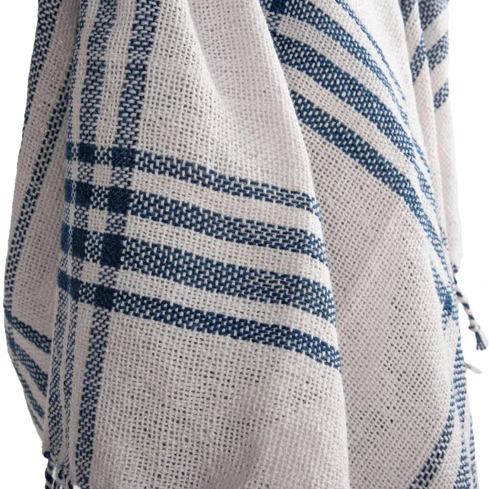 LOOMLAN Dark Blue Plaid Outdoor Throw Blanket