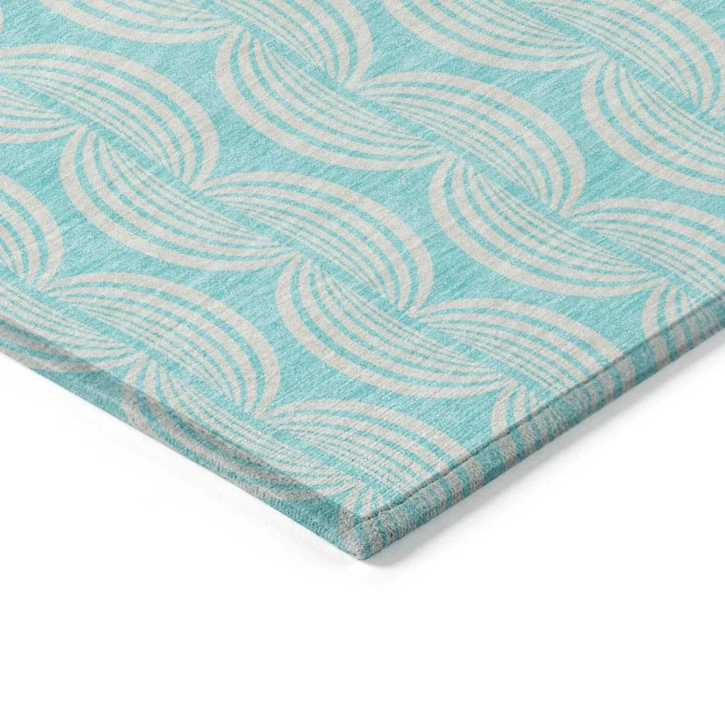 LOOMLAN Rugs Darya Teal Washable Indoor-Outdoor Rug