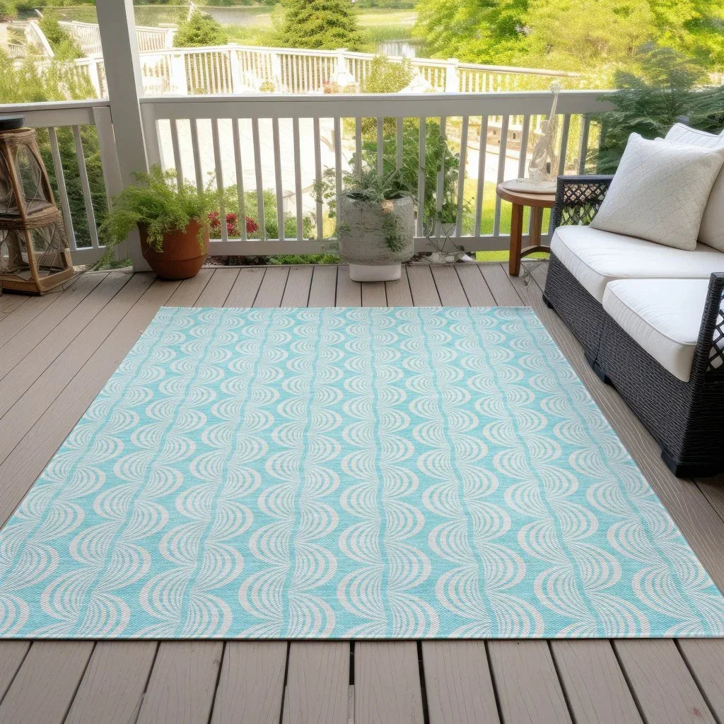LOOMLAN Rugs Darya Teal Washable Indoor-Outdoor Rug