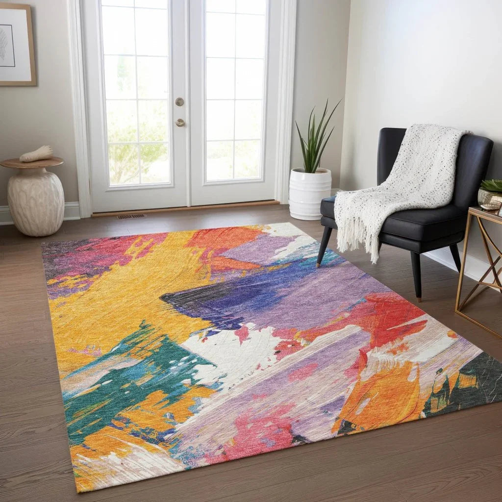 LOOMLAN Rugs Daryah Gold Washable Indoor-Outdoor Rug