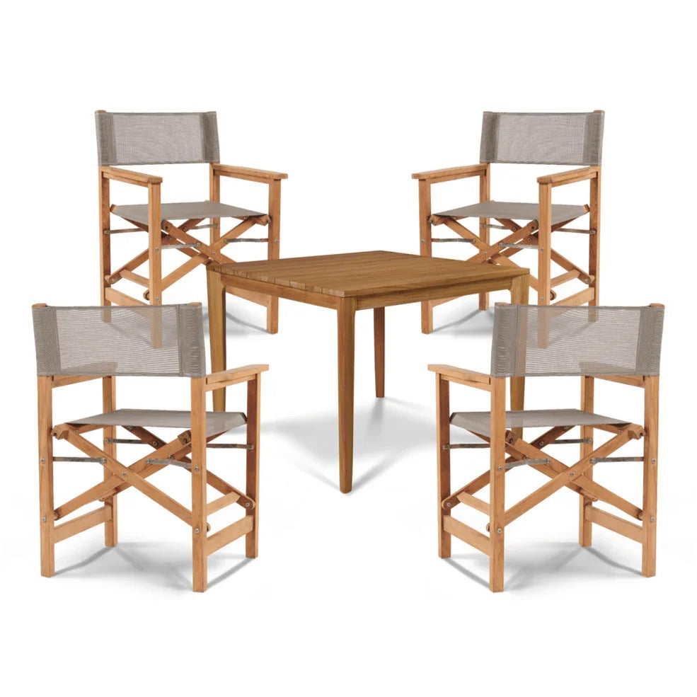Del Ray Teak Patio Square Dining Set 5PC - LOOMLAN - HiTeak - Outdoor Dining Sets