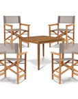 Del Ray Teak Patio Square Dining Set 5PC - LOOMLAN - HiTeak - Outdoor Dining Sets