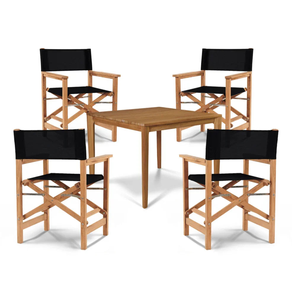 Del Ray Teak Patio Square Dining Set 5PC - LOOMLAN - HiTeak - Outdoor Dining Sets