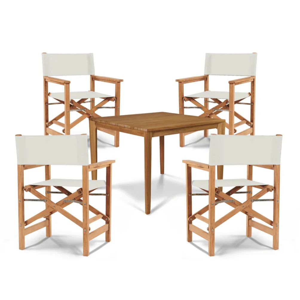 Del Ray Teak Patio Square Dining Set 5PC - LOOMLAN - HiTeak - Outdoor Dining Sets