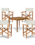 Del Ray Teak Patio Square Dining Set 5PC - LOOMLAN - HiTeak - Outdoor Dining Sets