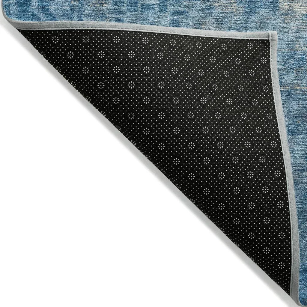 LOOMLAN Rugs Delaura Blue Washable Indoor-Outdoor Rug