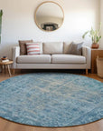 LOOMLAN Rugs Delaura Blue Washable Indoor-Outdoor Rug