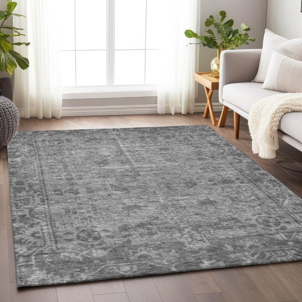LOOMLAN Rugs Delaura Gray Washable Indoor-Outdoor Rug