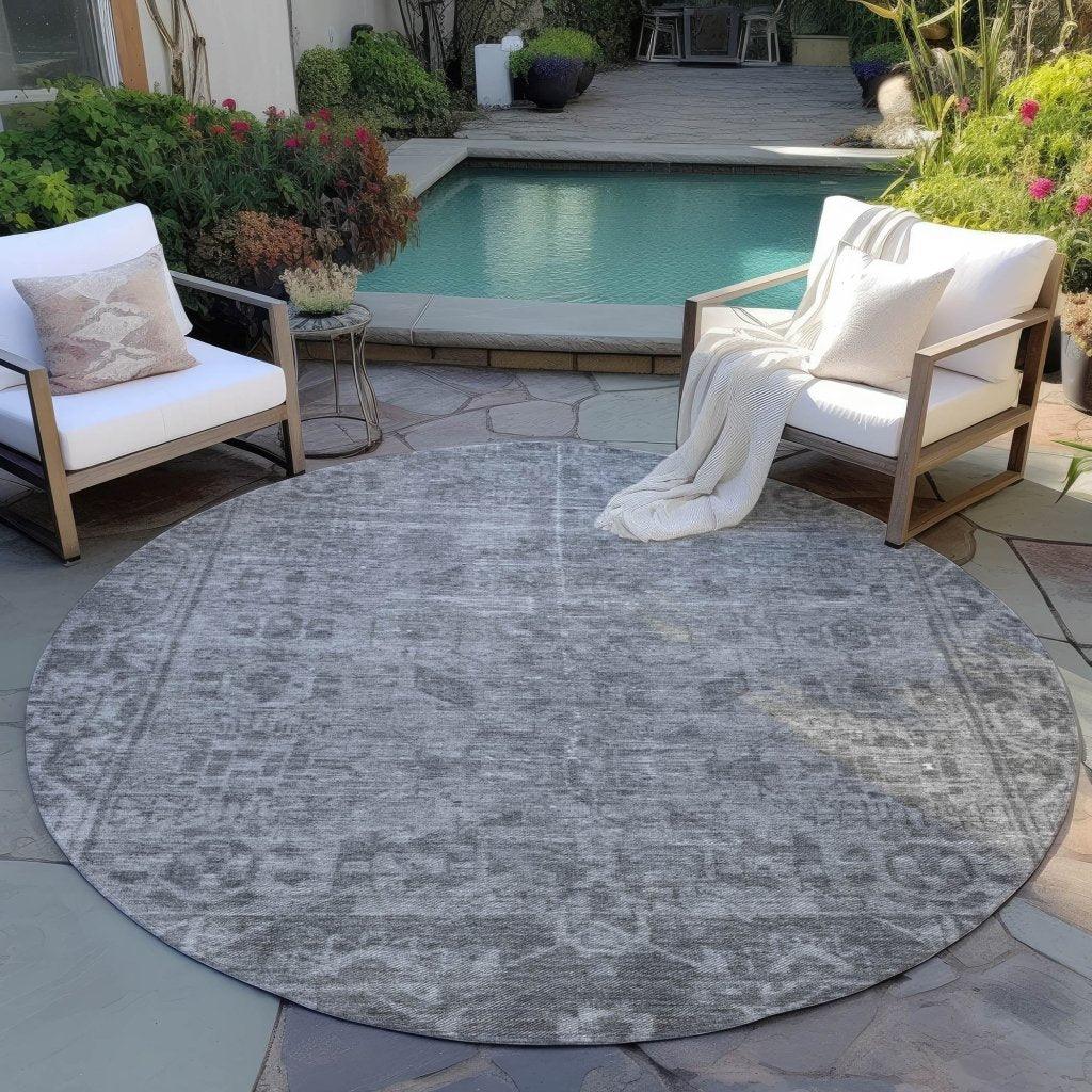 LOOMLAN Rugs Delaura Gray Washable Indoor-Outdoor Rug
