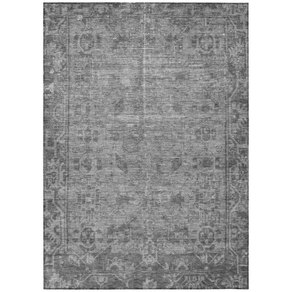 LOOMLAN Rugs Delaura Gray Washable Indoor-Outdoor Rug