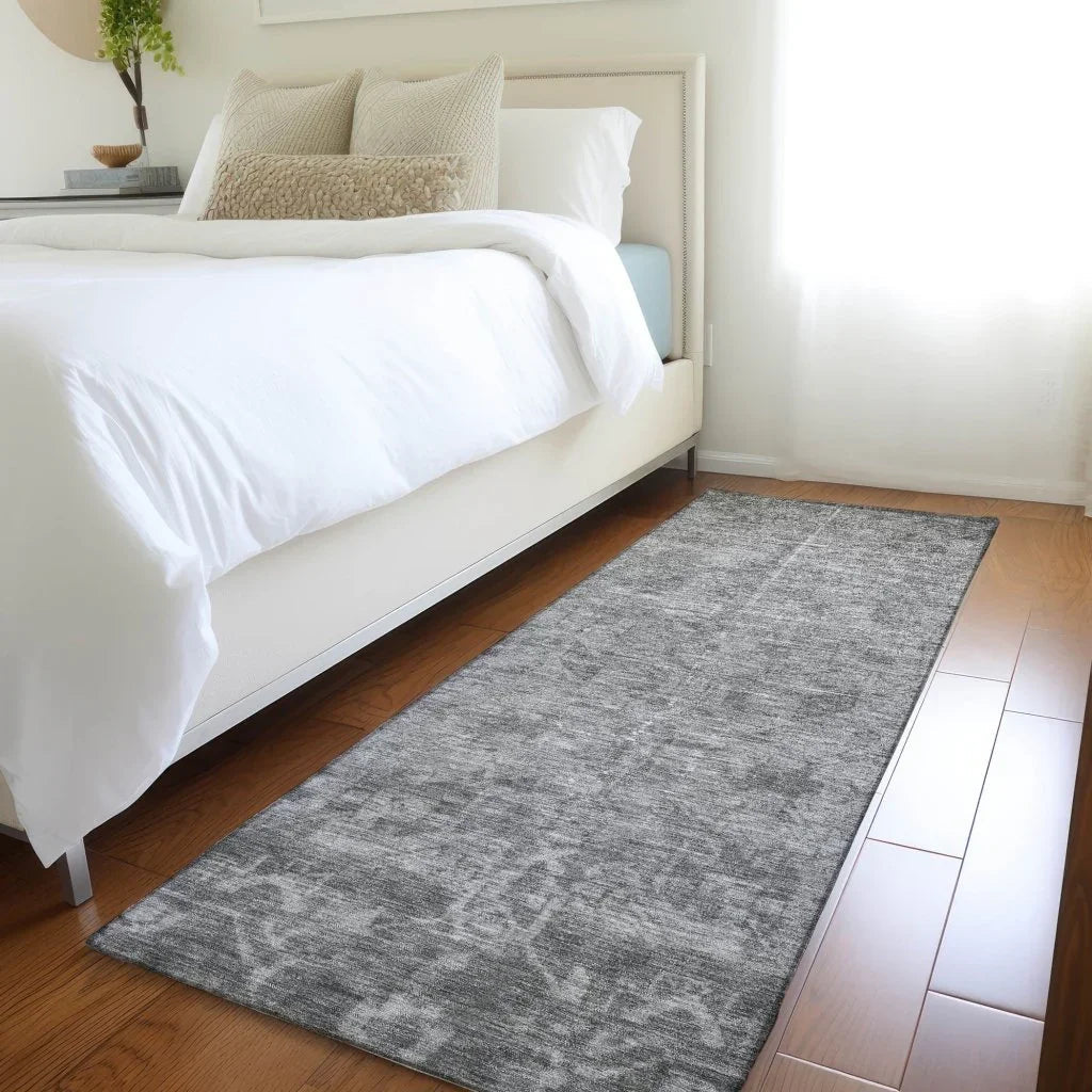 LOOMLAN Rugs Delaura Gray Washable Indoor-Outdoor Rug