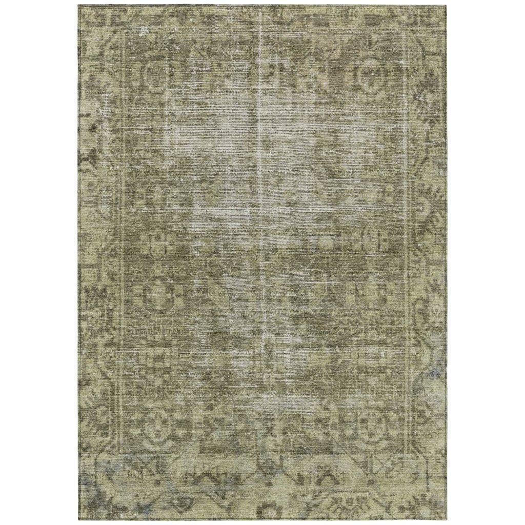 LOOMLAN Rugs Delaura Green Washable Indoor-Outdoor Rug